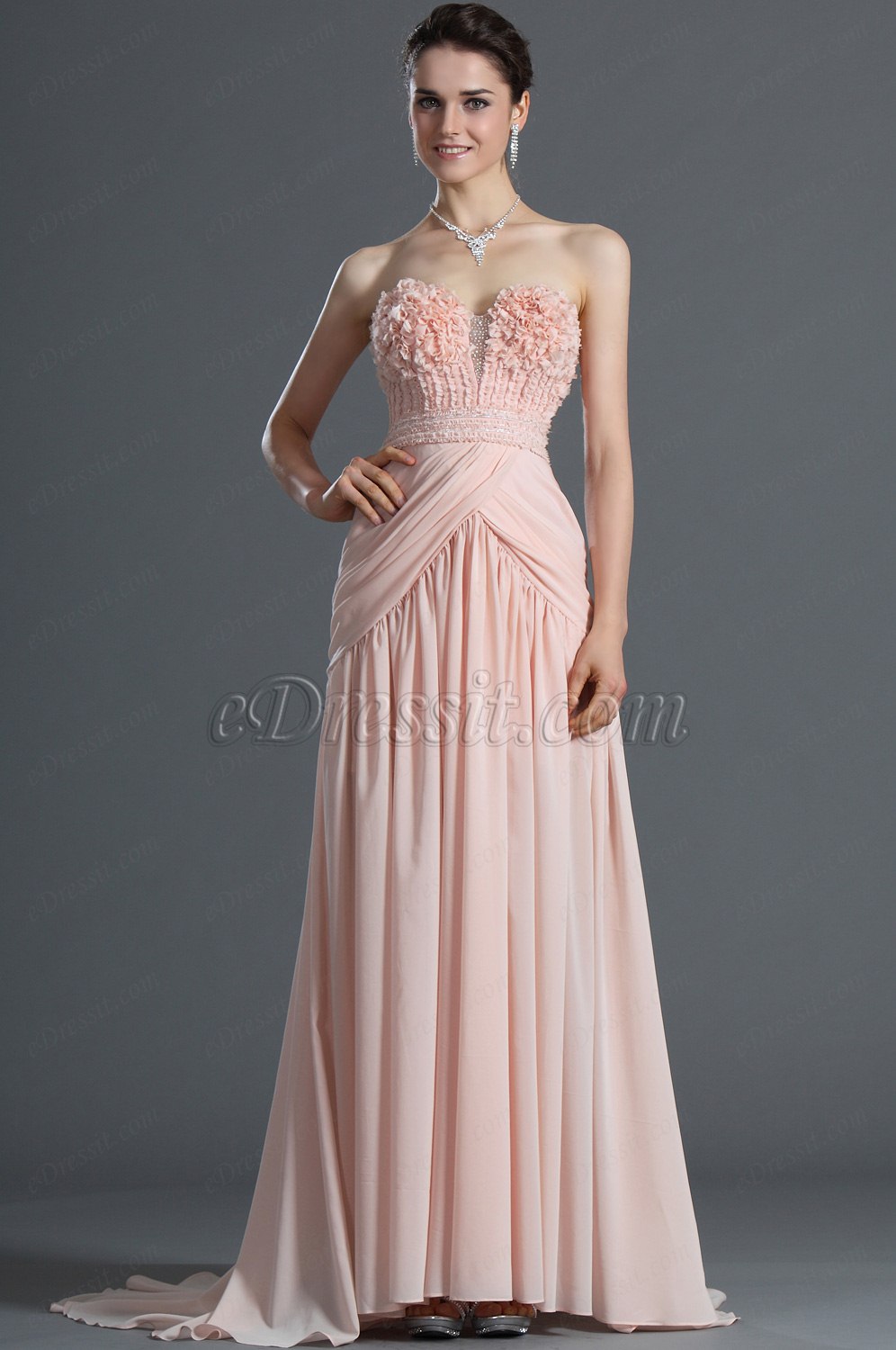 Décolleté Douce Sans Bretelles Rose Robe de Soirée