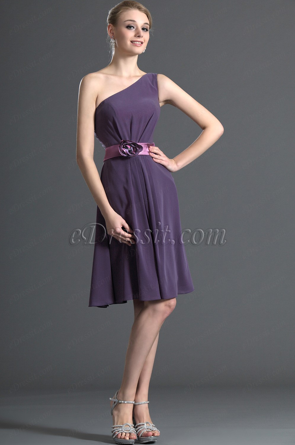 Amazing One Shoulder Purple Bridesmaid Dress