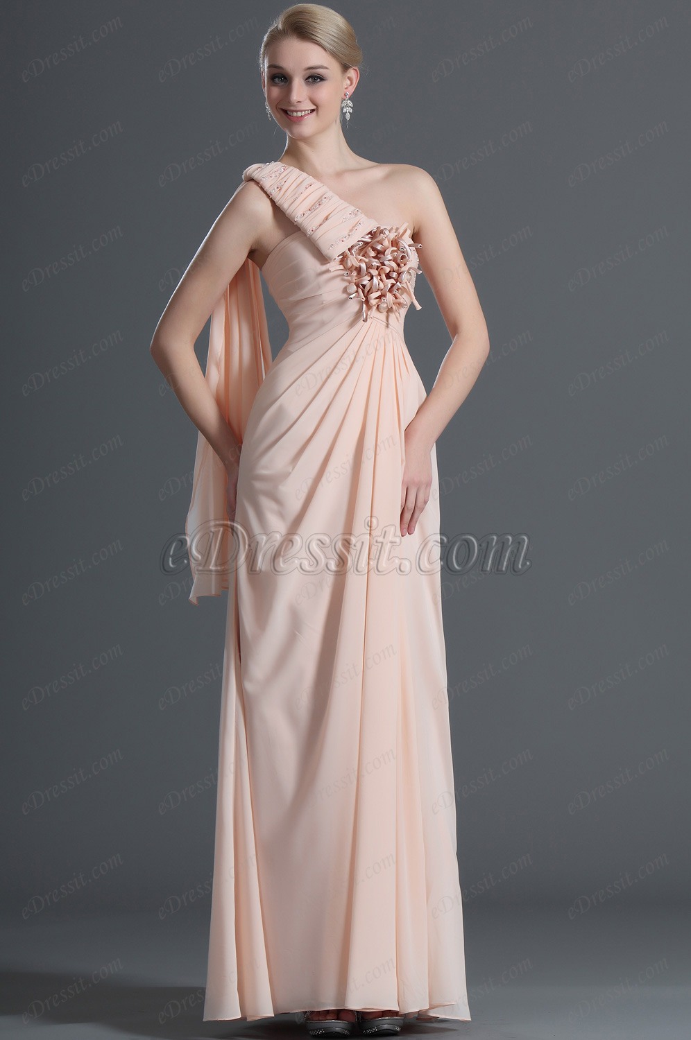 Grogeous One Shoulder Long Evening Dress