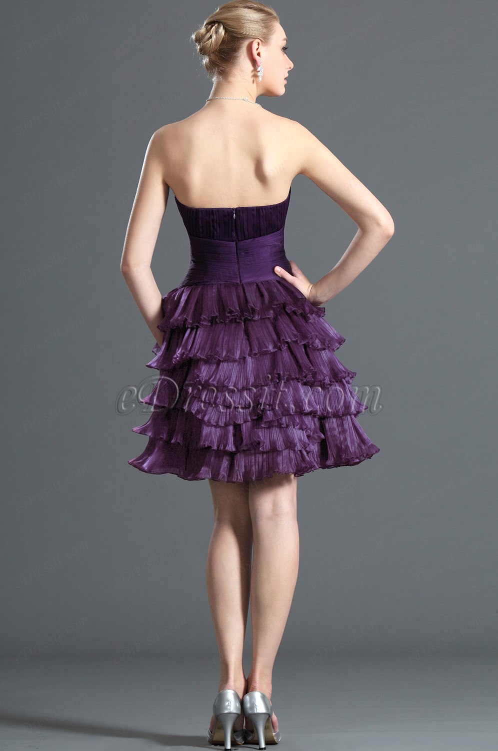 Elégante Sans Bretelle Violet Robe de Cocktail