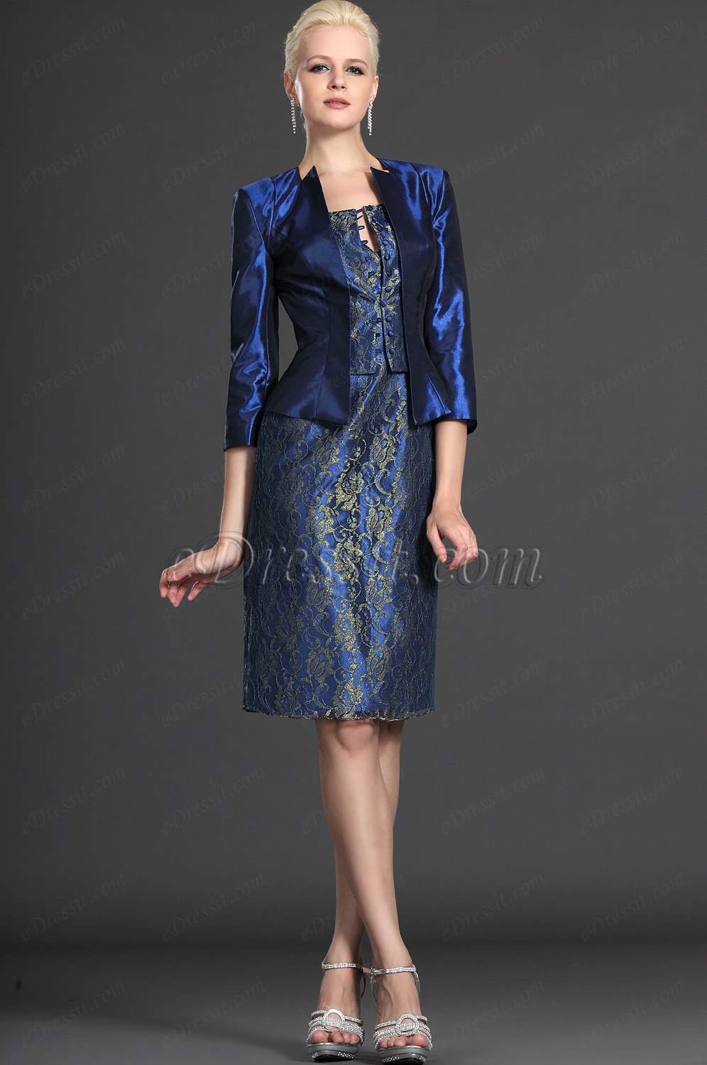 V-Ausschnitt Zwei Stücke Kleid der Mutter von Braut