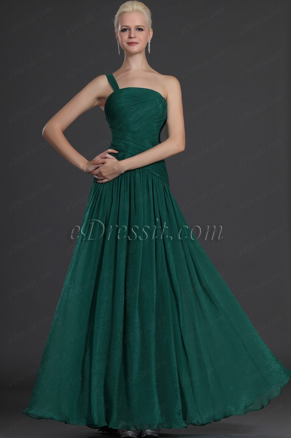 Artikel Stilvoll Grün Ein Schulter Abendkleid