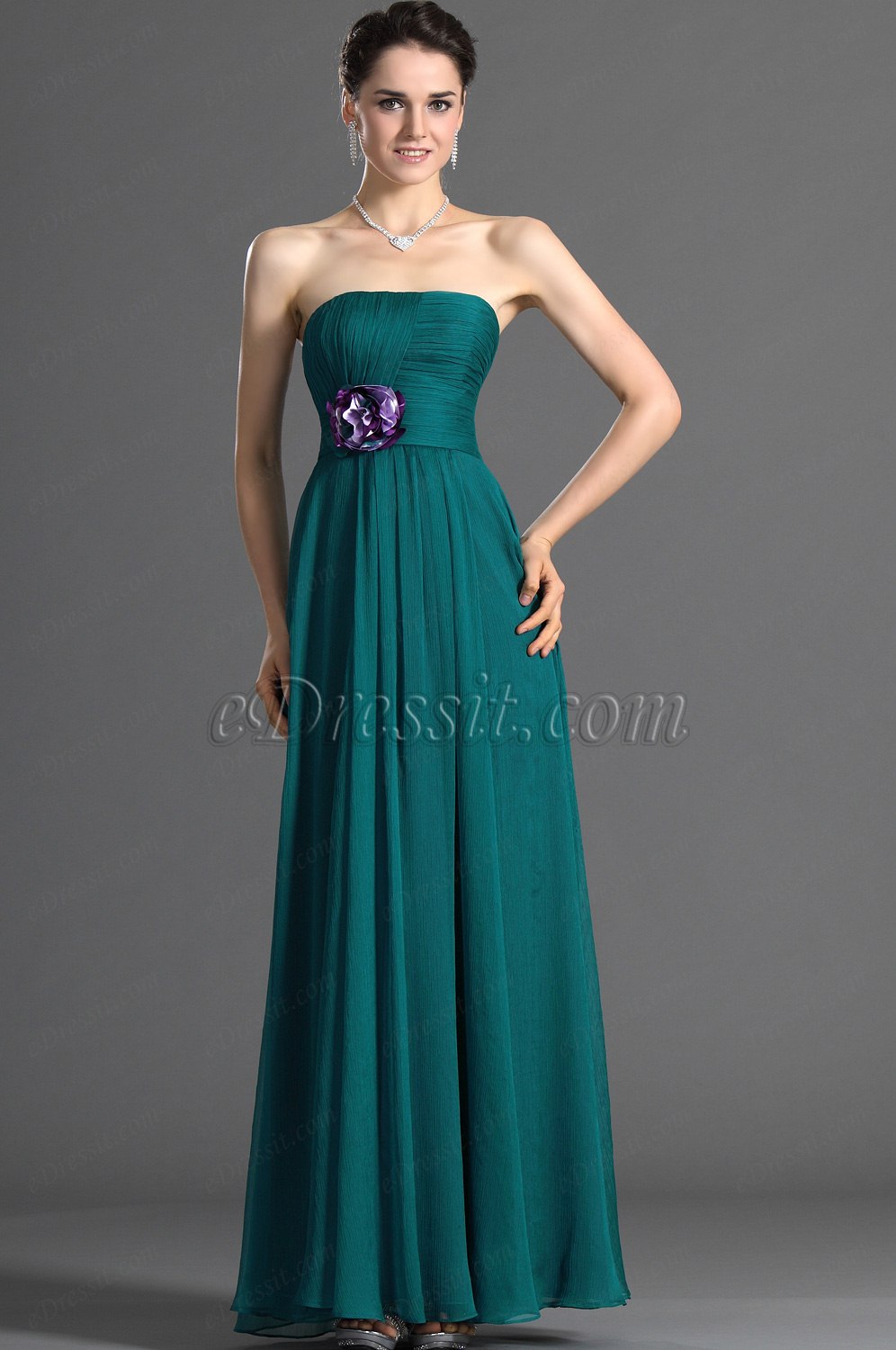 Maravilloso Sin Tirante Vestido de Dama de Honor Largo