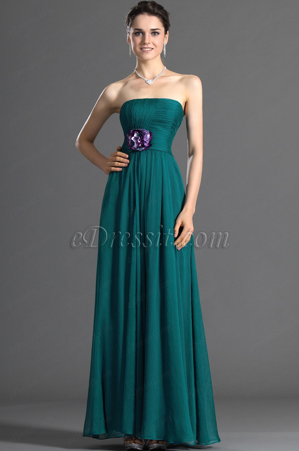 Maravilloso Sin Tirante Vestido de Dama de Honor Largo