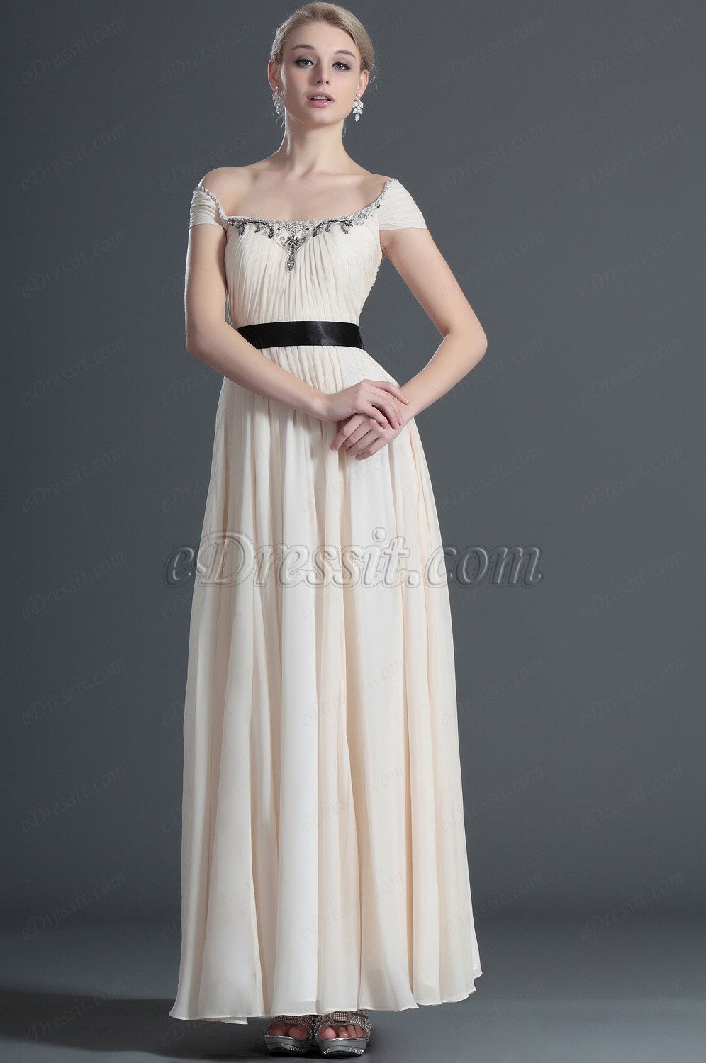 Elegant kurze Ärmelchen Abendkleid/Ballkleid