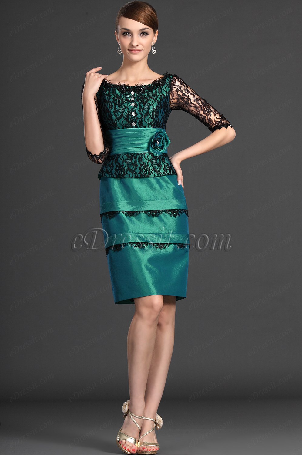 Graceful Short Sleeves Lace Mother of the Bride Dress