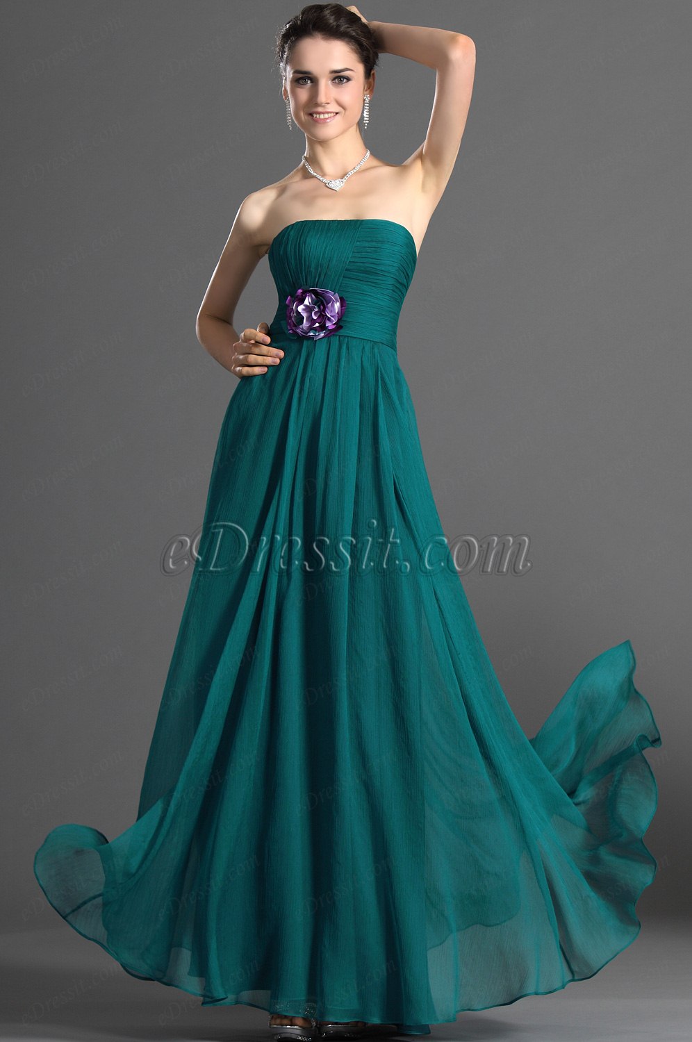 Maravilloso Sin Tirante Vestido de Dama de Honor Largo