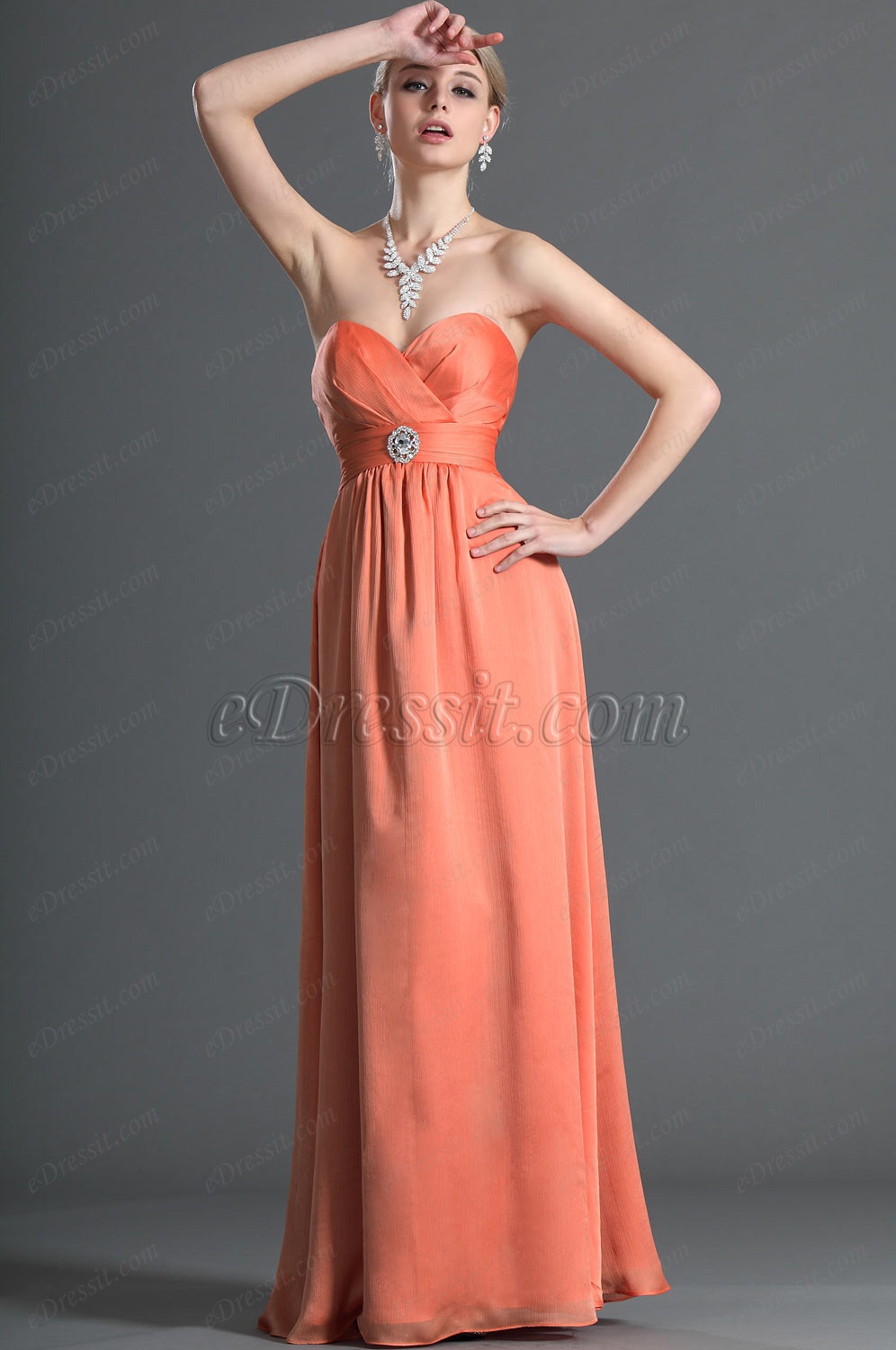 Escote de Cariño  Naranja Vestido para Dama de Honor