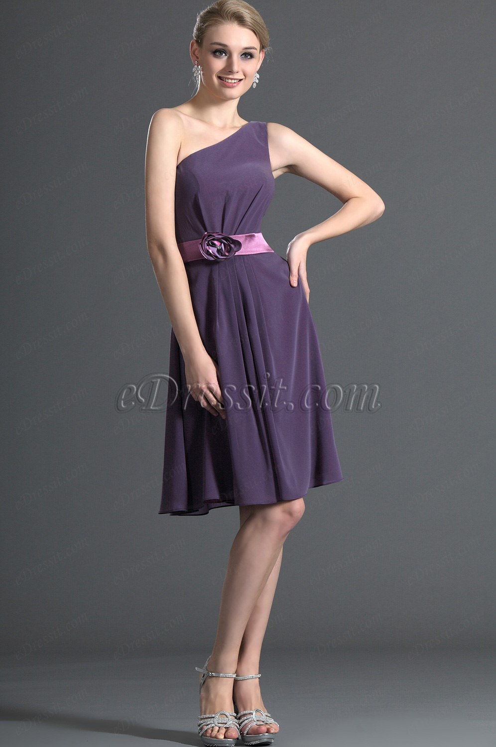 Amazing One Shoulder Purple Bridesmaid Dress