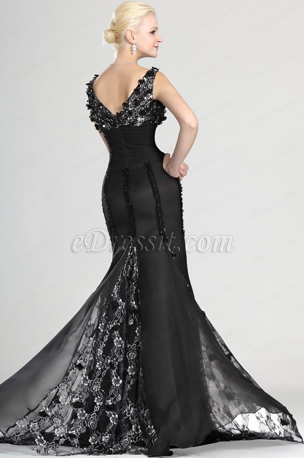 Sexy Gorgeous Noire V-décolleté Robe de Soiree