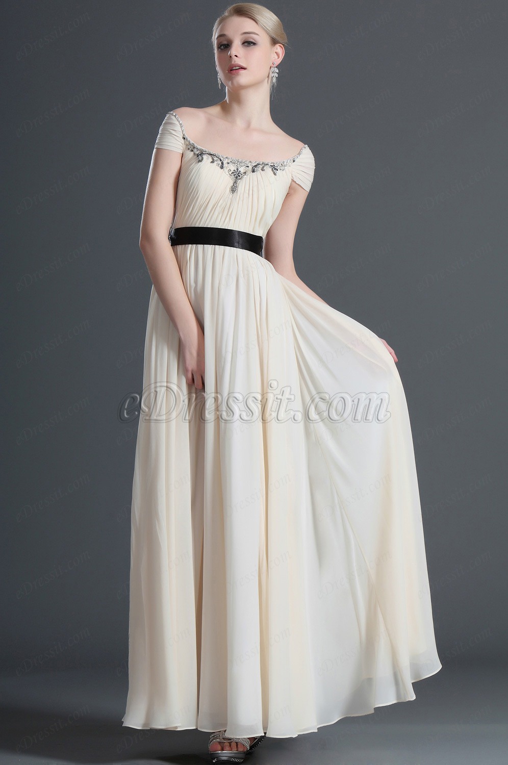 Elegant kurze Ärmelchen Abendkleid/Ballkleid