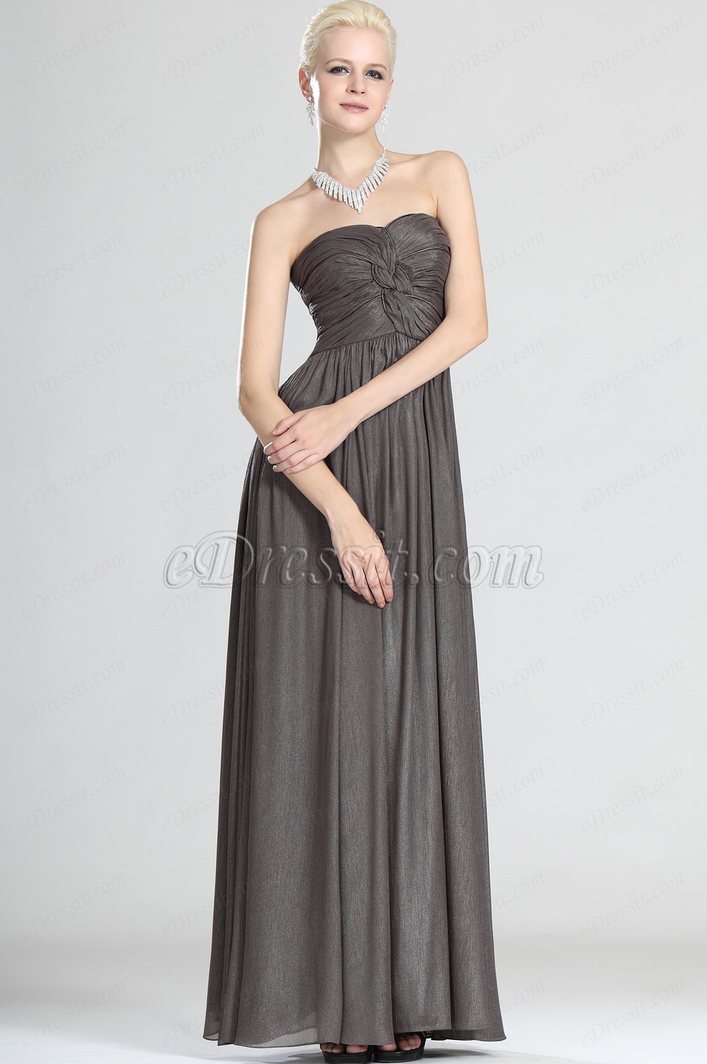 Grace Strapless Gray Evening Dress