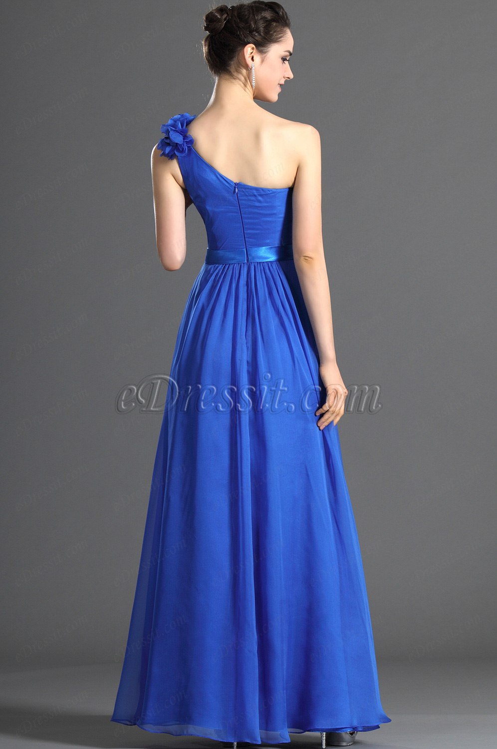 Recien Llegado Atractivo Azul Largura Vestido de Dama de Honor