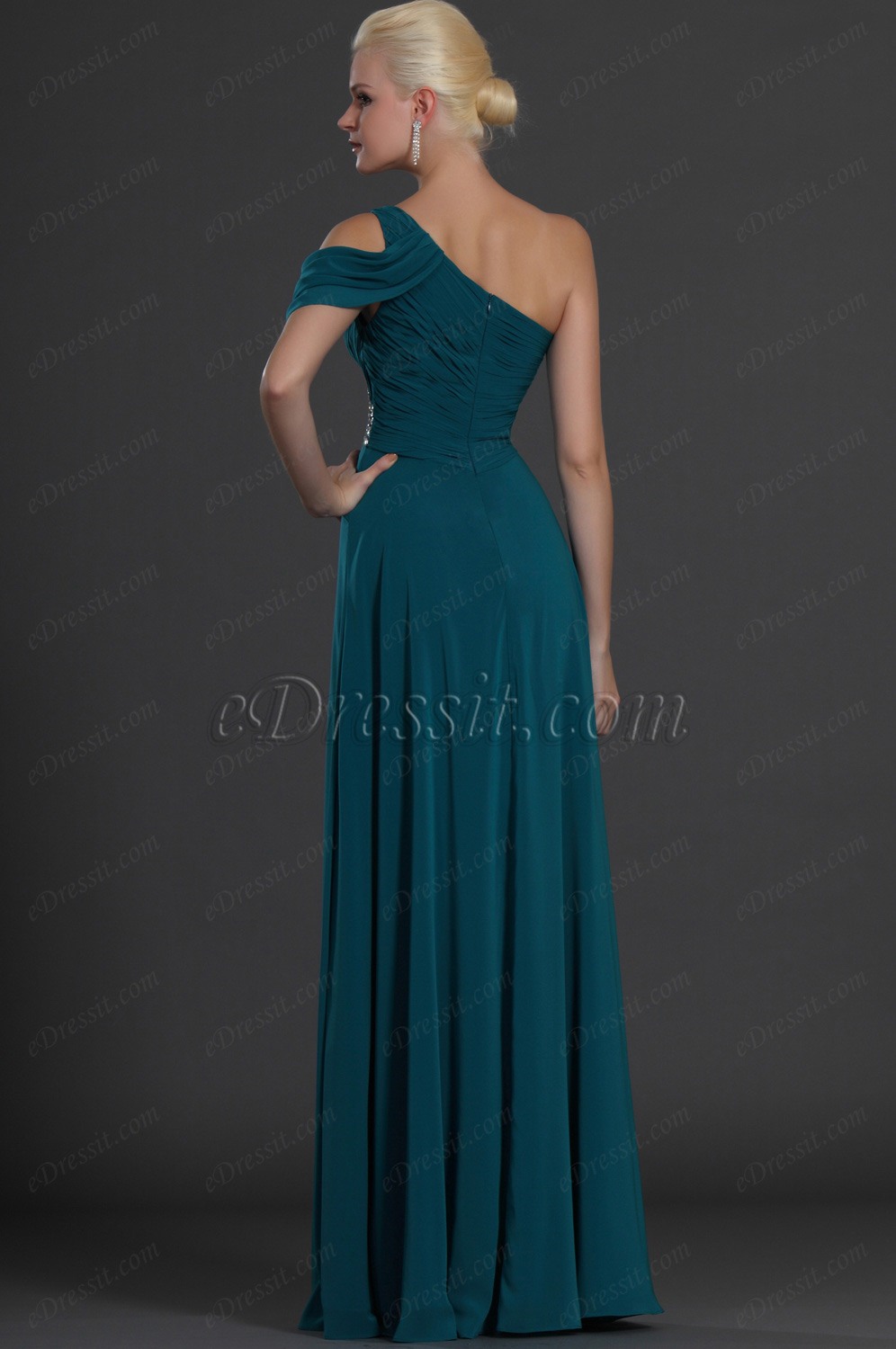 Kleid Grazie Ein Schulter Blau Abendkleid