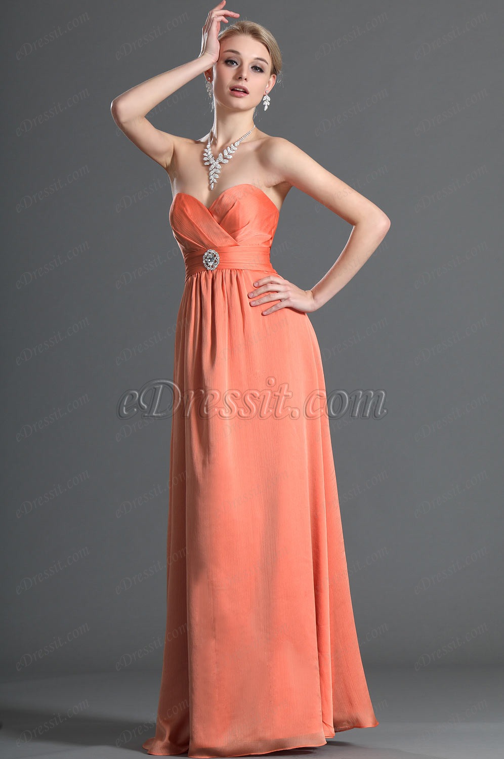 Escote de Cariño  Naranja Vestido para Dama de Honor