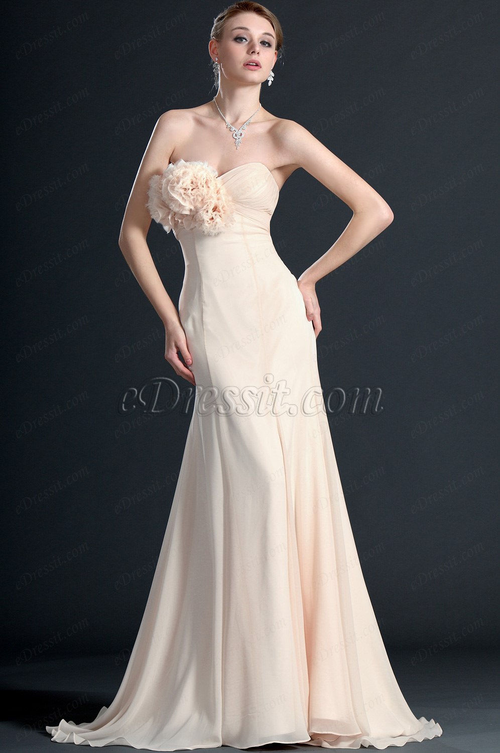 Simple Elegant Strapless Evening Dress