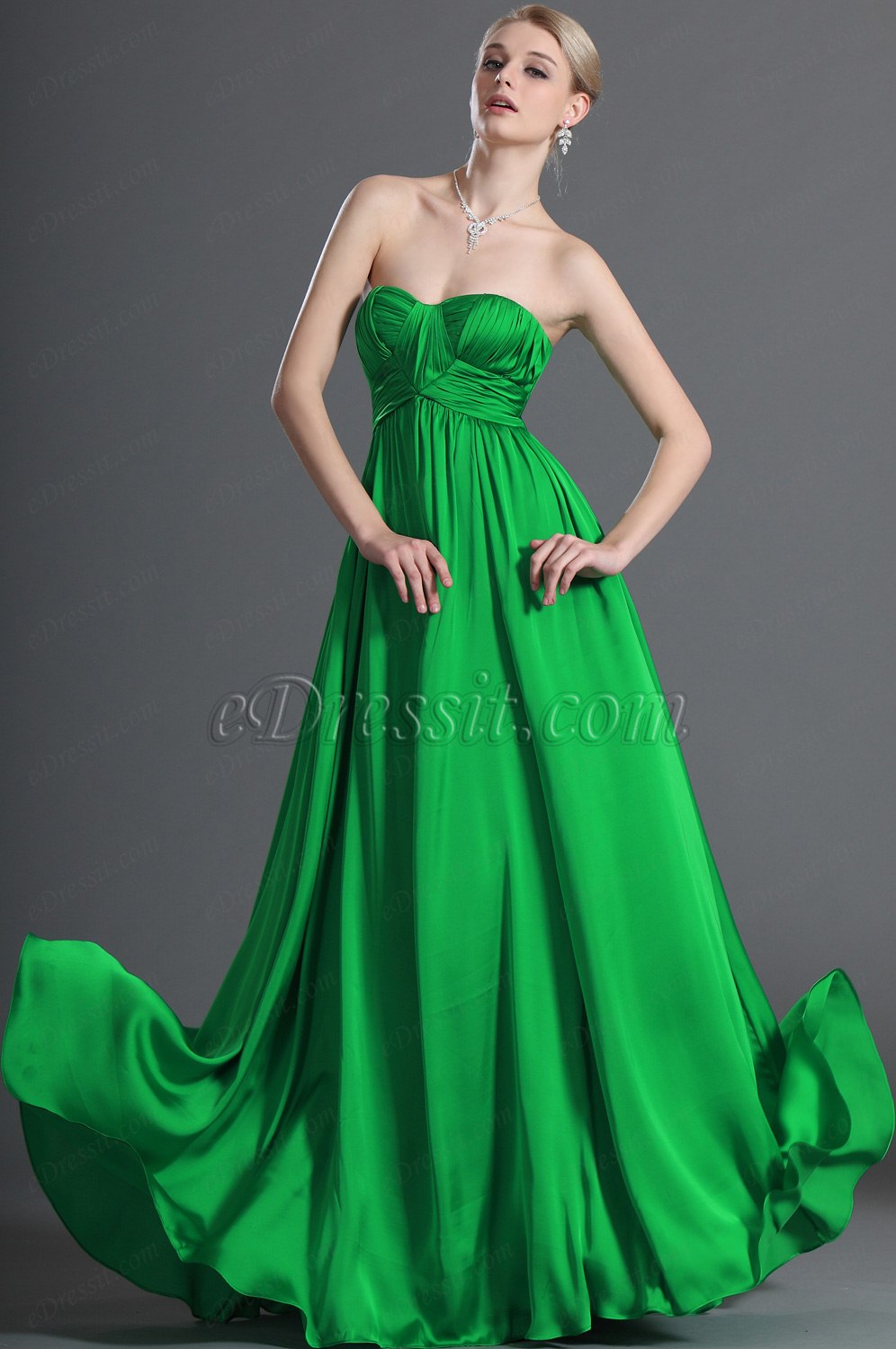 Anmut Trägerlos Grün Abendkleid