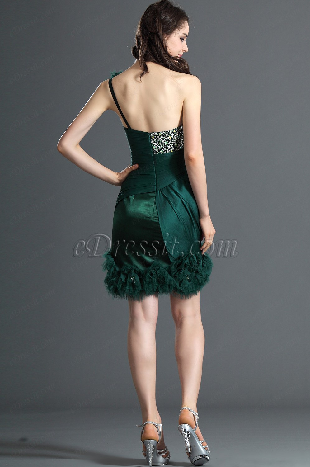 Wunderbal Grün Ein Schulter  Cocktail Abendkleid/Ballkleid