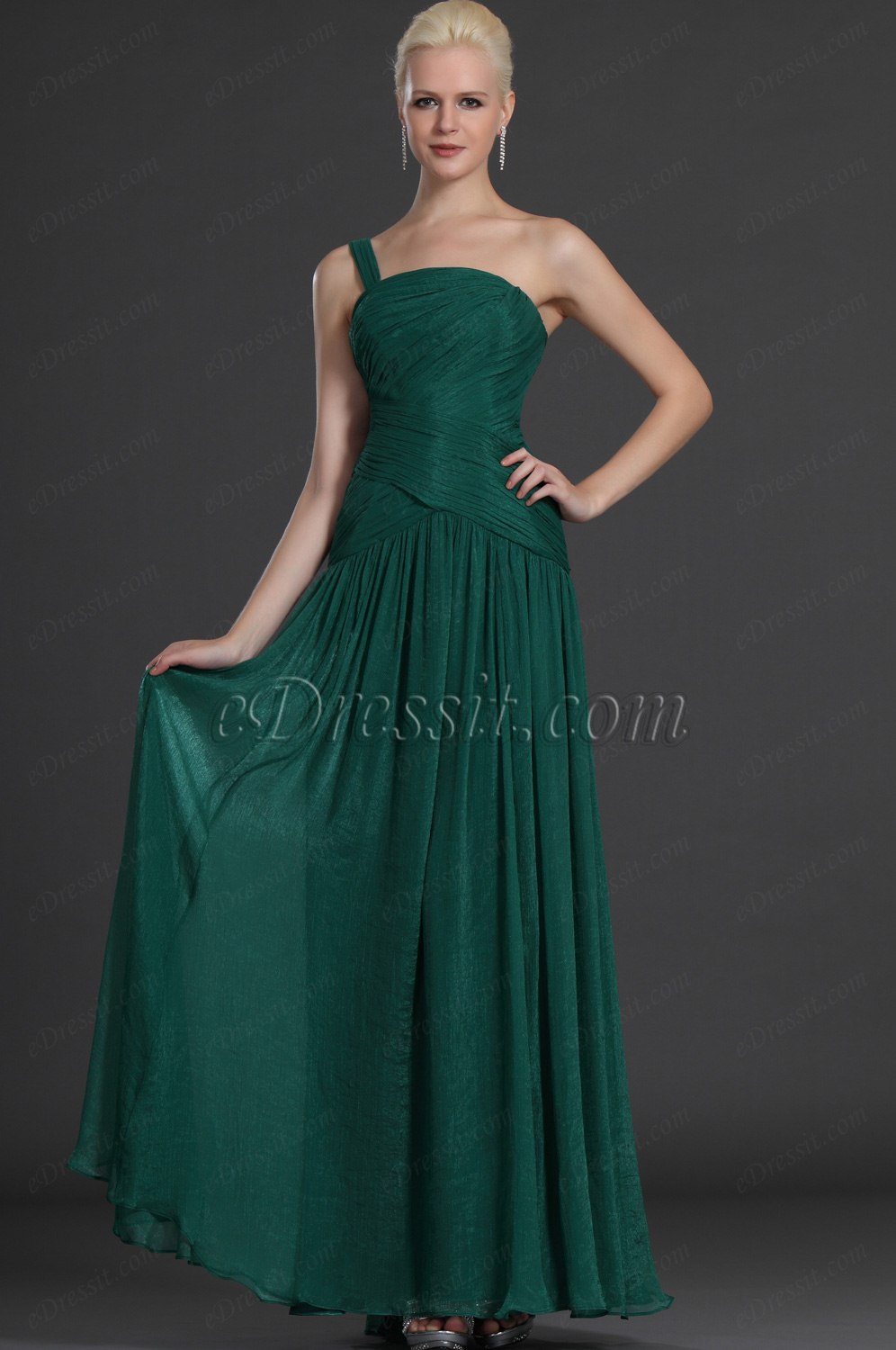 Artikel Stilvoll Grün Ein Schulter Abendkleid