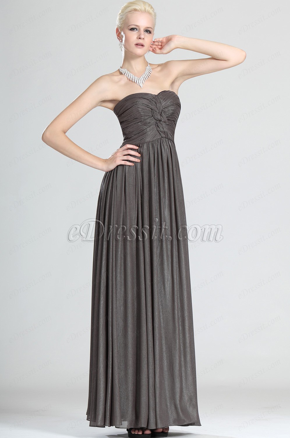 Grace Strapless Gray Evening Dress