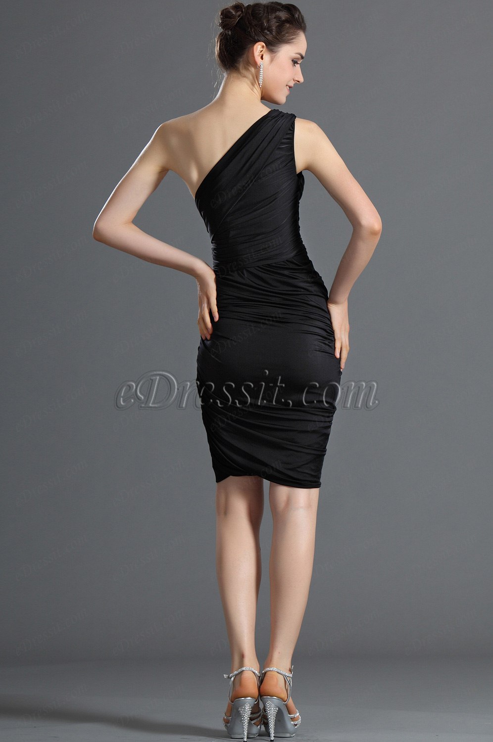 Fabulous Little Black One Shoulder Cocktail Dress Party Dress