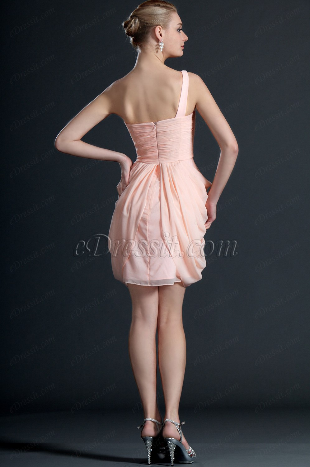 Agréable Bretelle Seule Rose Robe de Cocktail