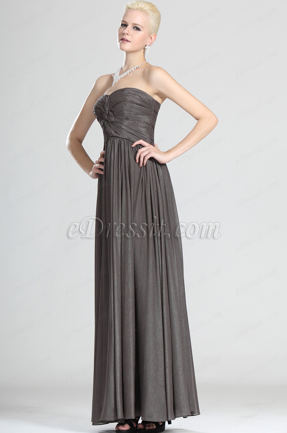 Grace Strapless Gray Evening Dress