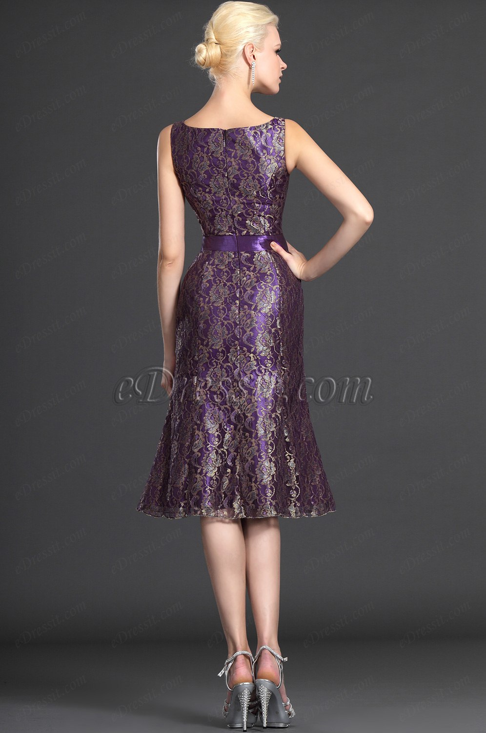 Eleganz Lila Zwei Stücke Kleid der Mutter von Braut