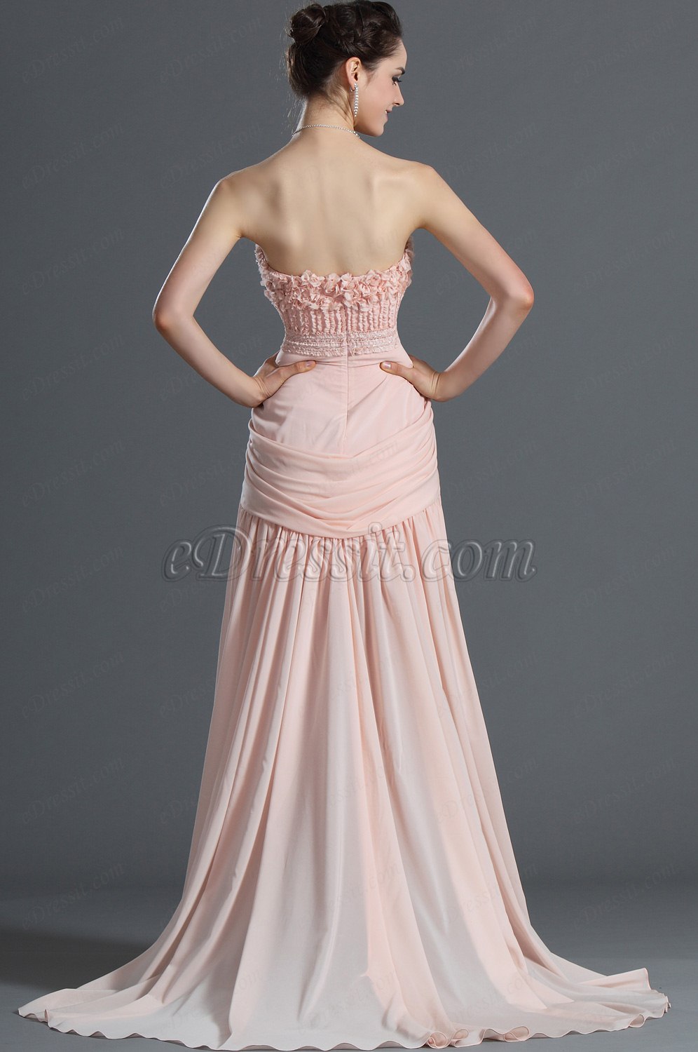 Décolleté Douce Sans Bretelles Rose Robe de Soirée