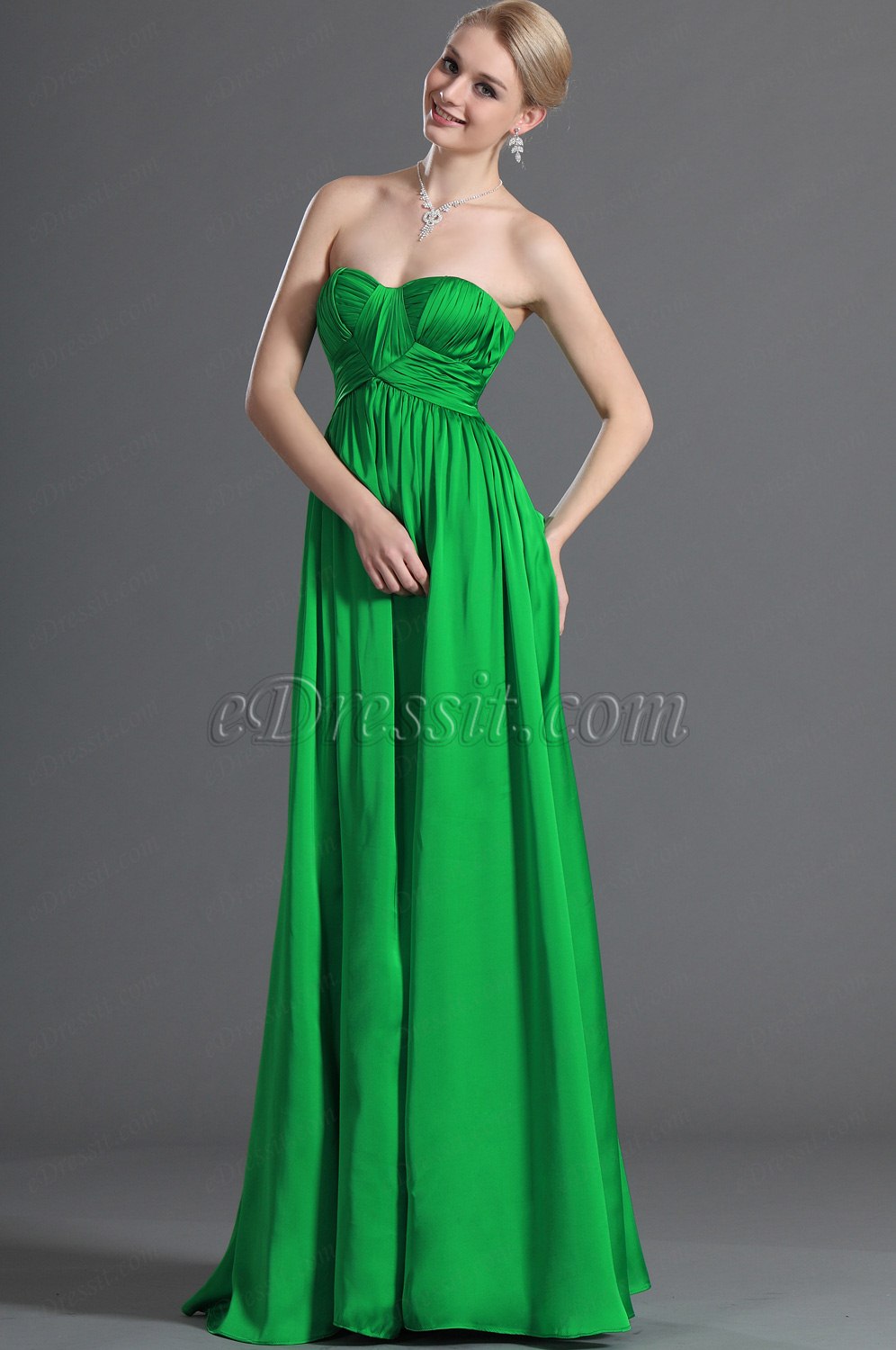 Anmut Trägerlos Grün Abendkleid