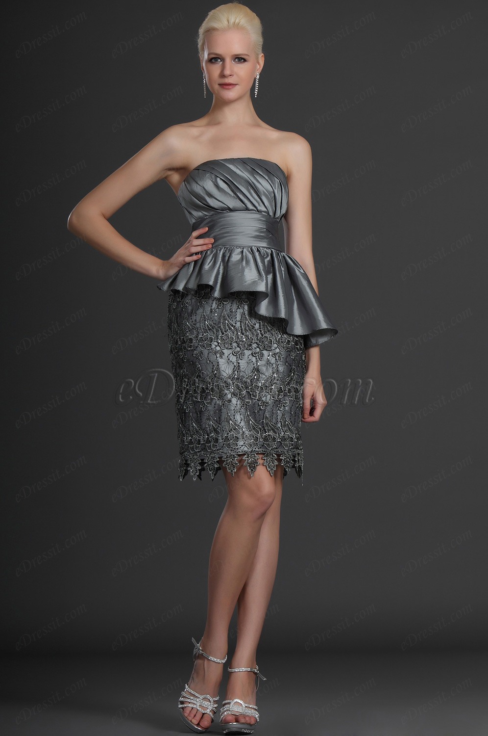 Two Pieces Gray Lace Mother of the Bride Dress