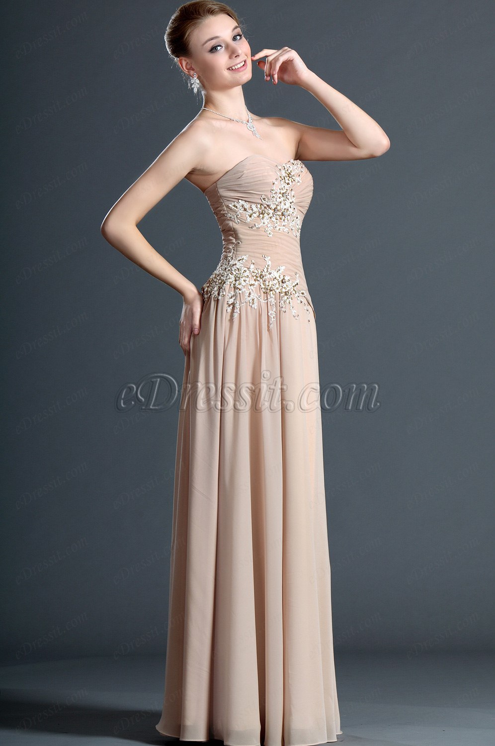 Elegante de Cariño Sin Tirante Vestido de Noche Largo