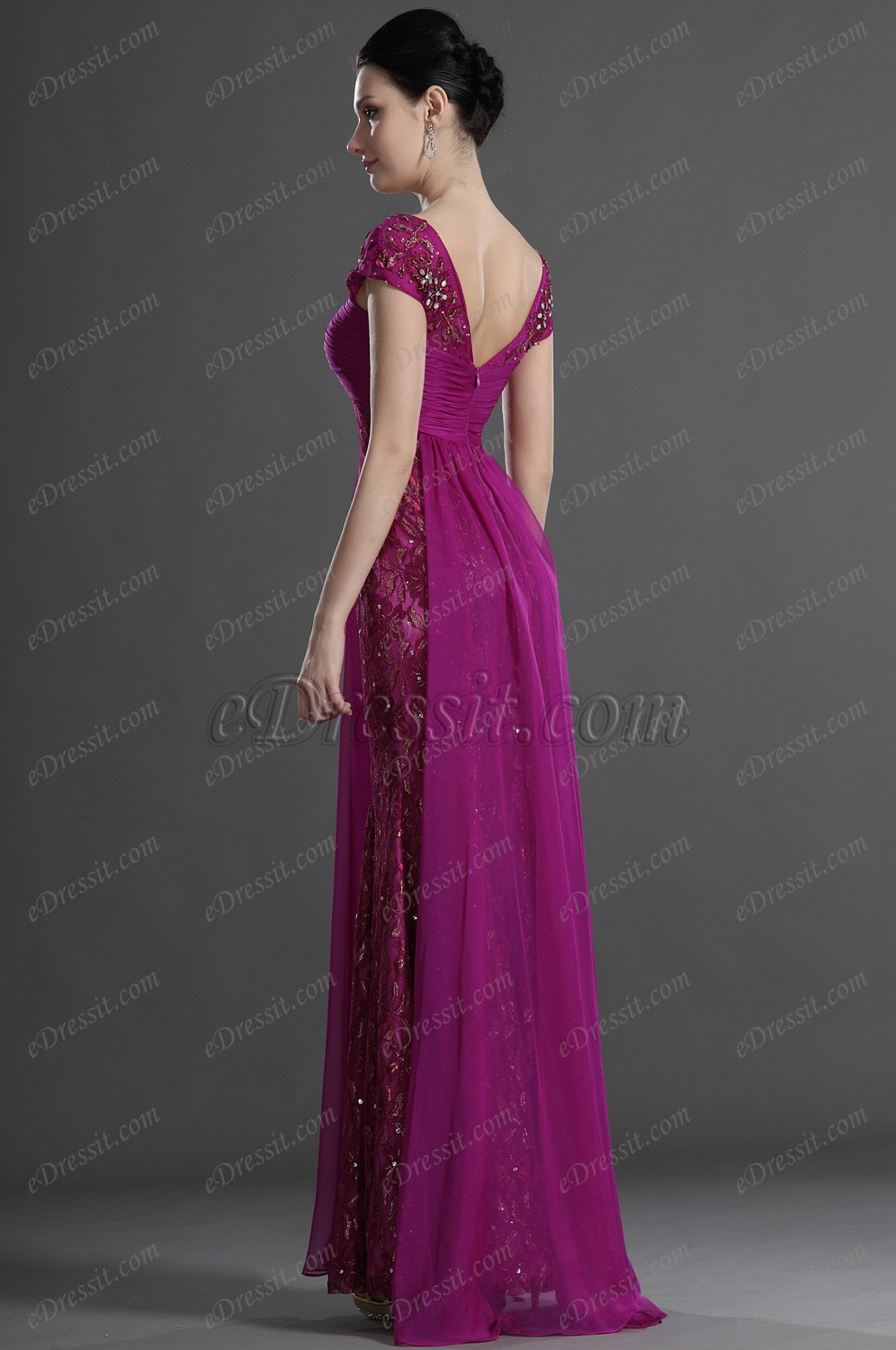 Elegance Cap-Sleeves Mother of the Bride Dress