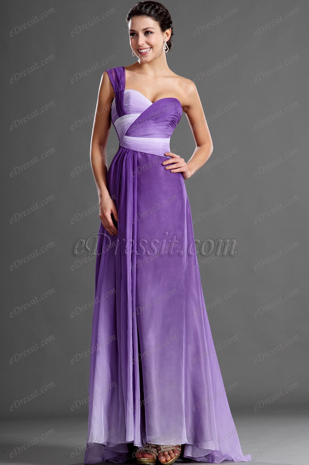 One Shoulder Sweetheart Evening Dress