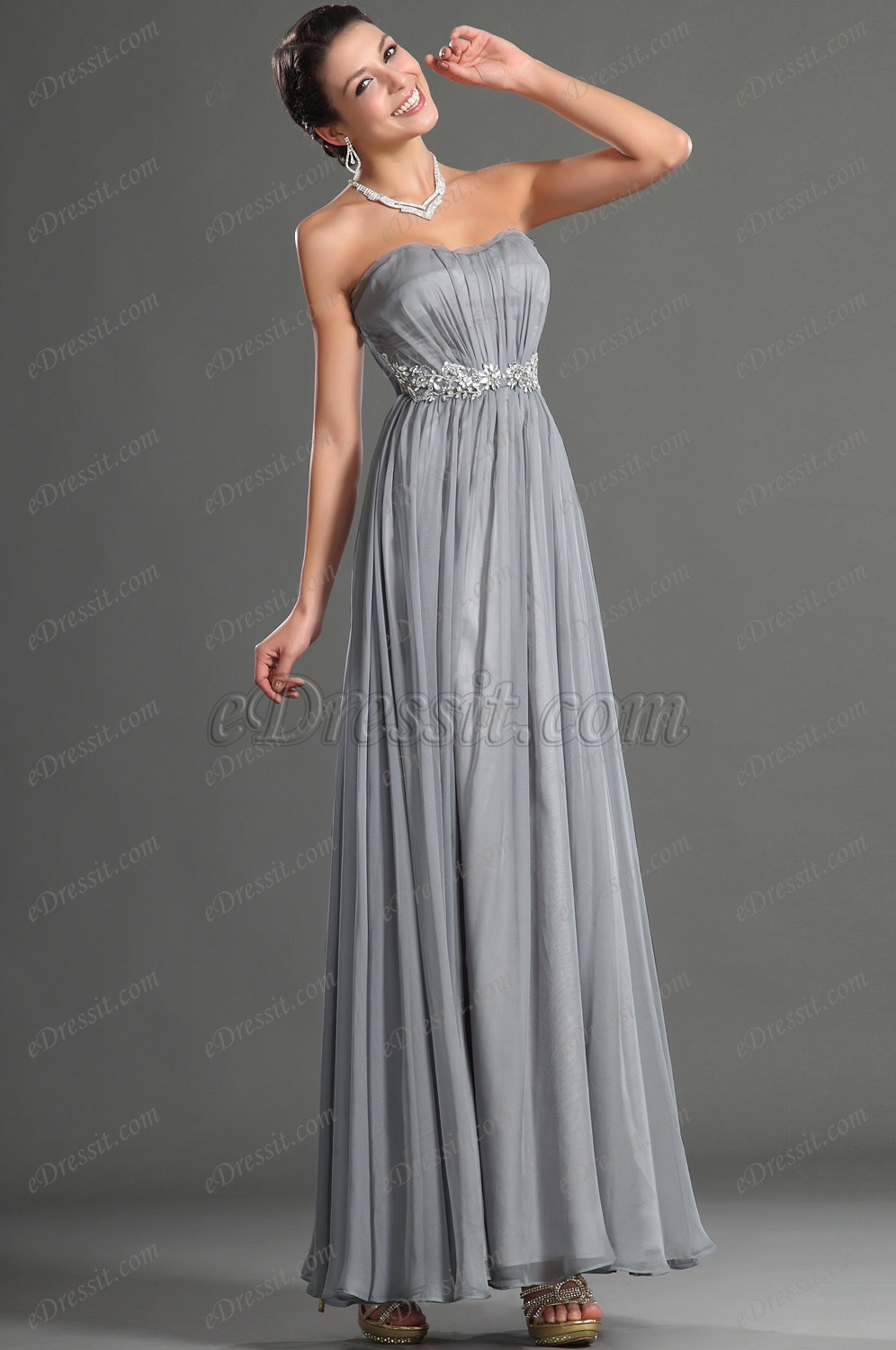 Artikel Wunderbar Grau Süß Abendkleid