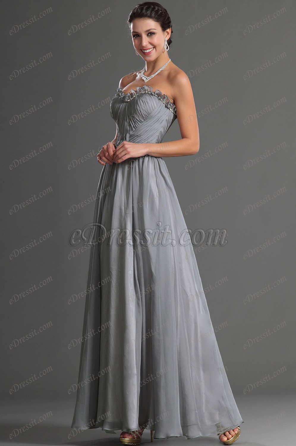 Jolie Bustier Grise Robe de Soiree