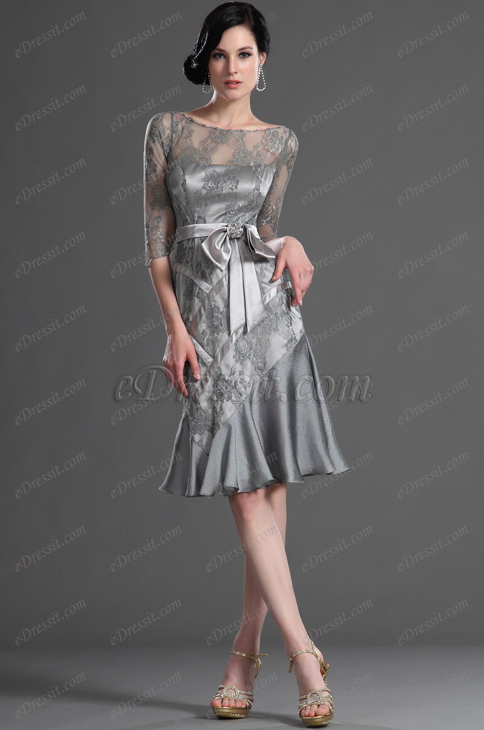 Elégante Manches En Dentelle  Robe Mère de Mariée