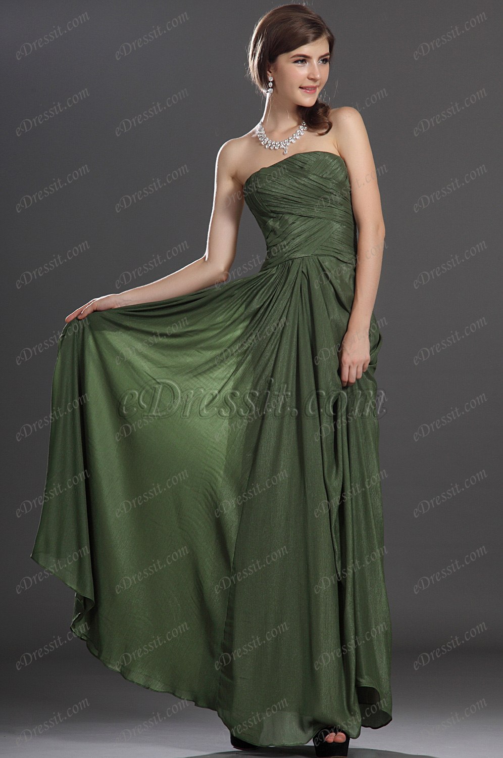 Clearance Sale!  Green Strapless Evening Dress