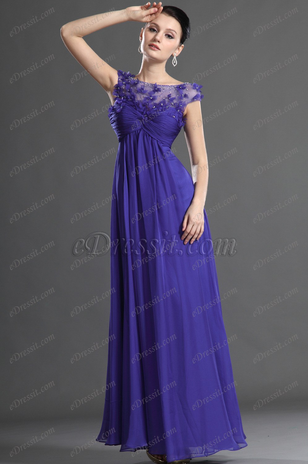 Amazing Lace Shoulders Evening Dress