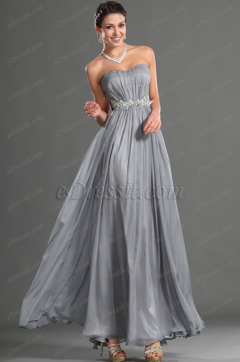 Artikel Wunderbar Grau Süß Abendkleid