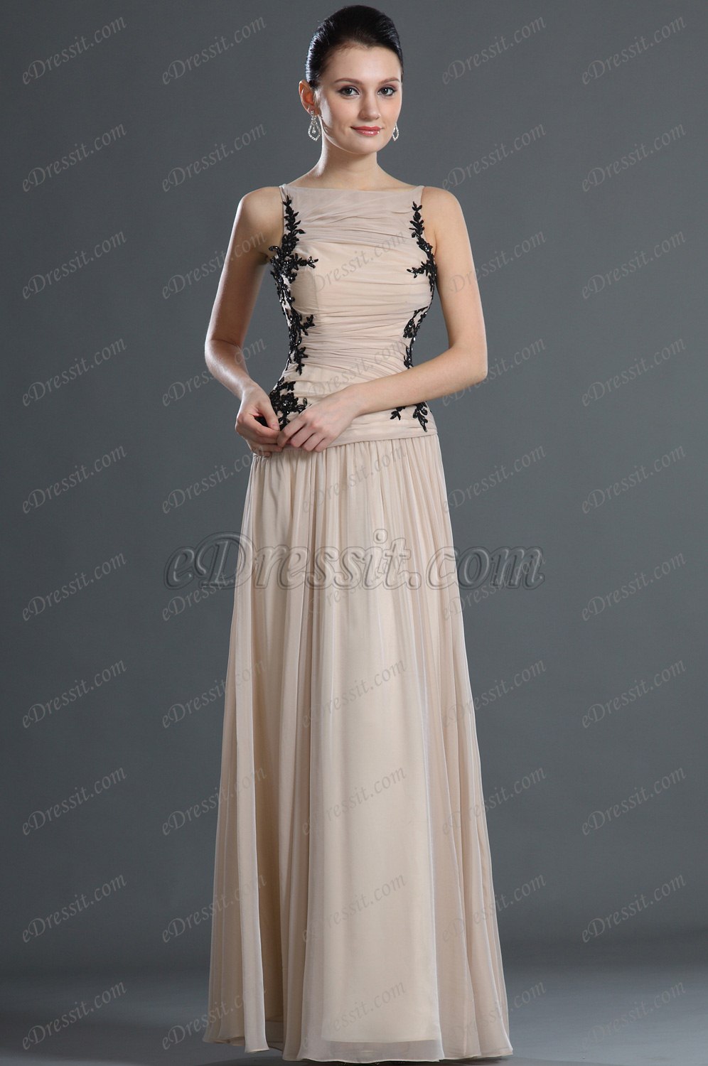 Qualitätvoll  Schwarz Spitze Abendkleid