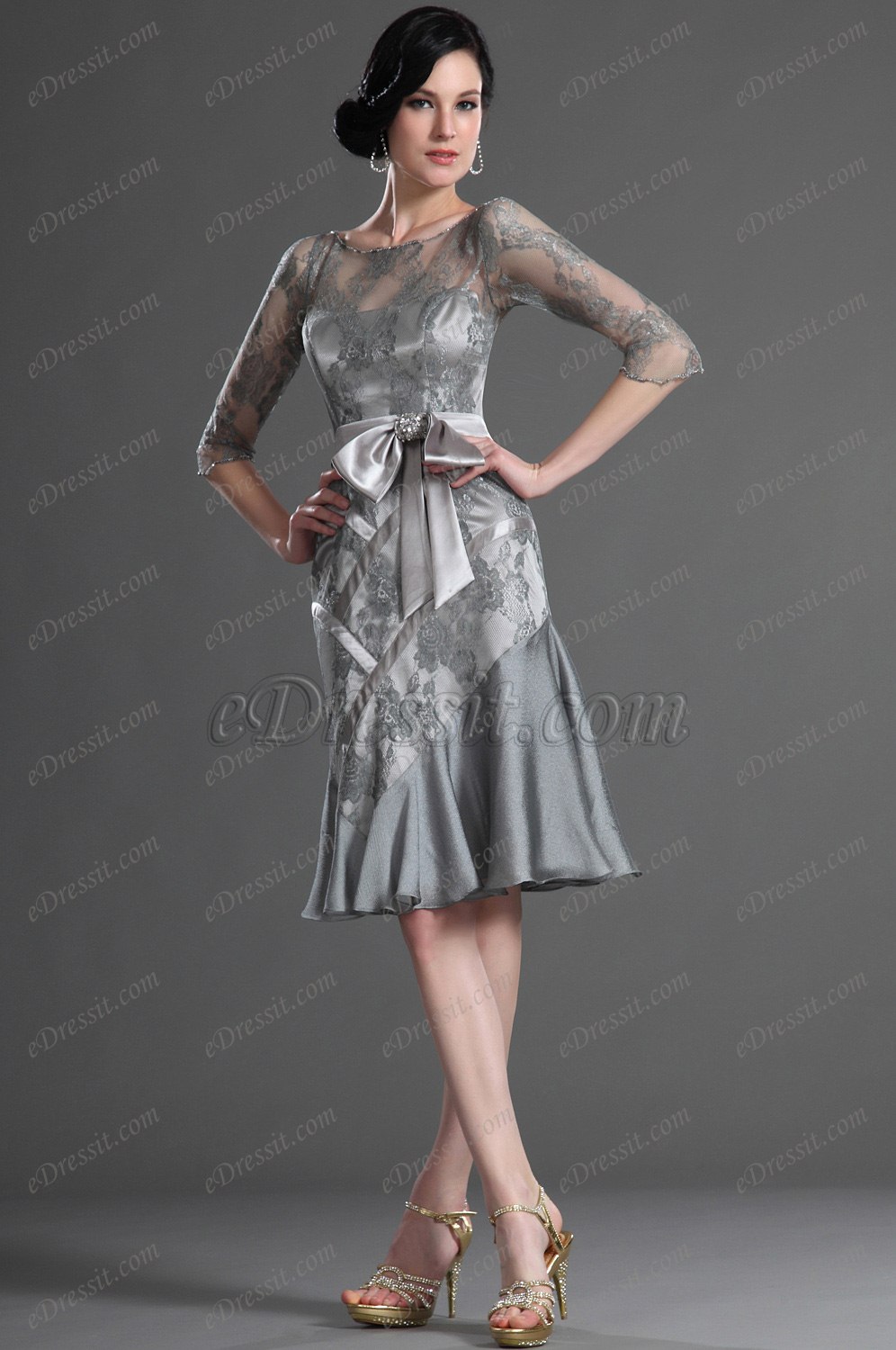 Elégante Manches En Dentelle  Robe Mère de Mariée