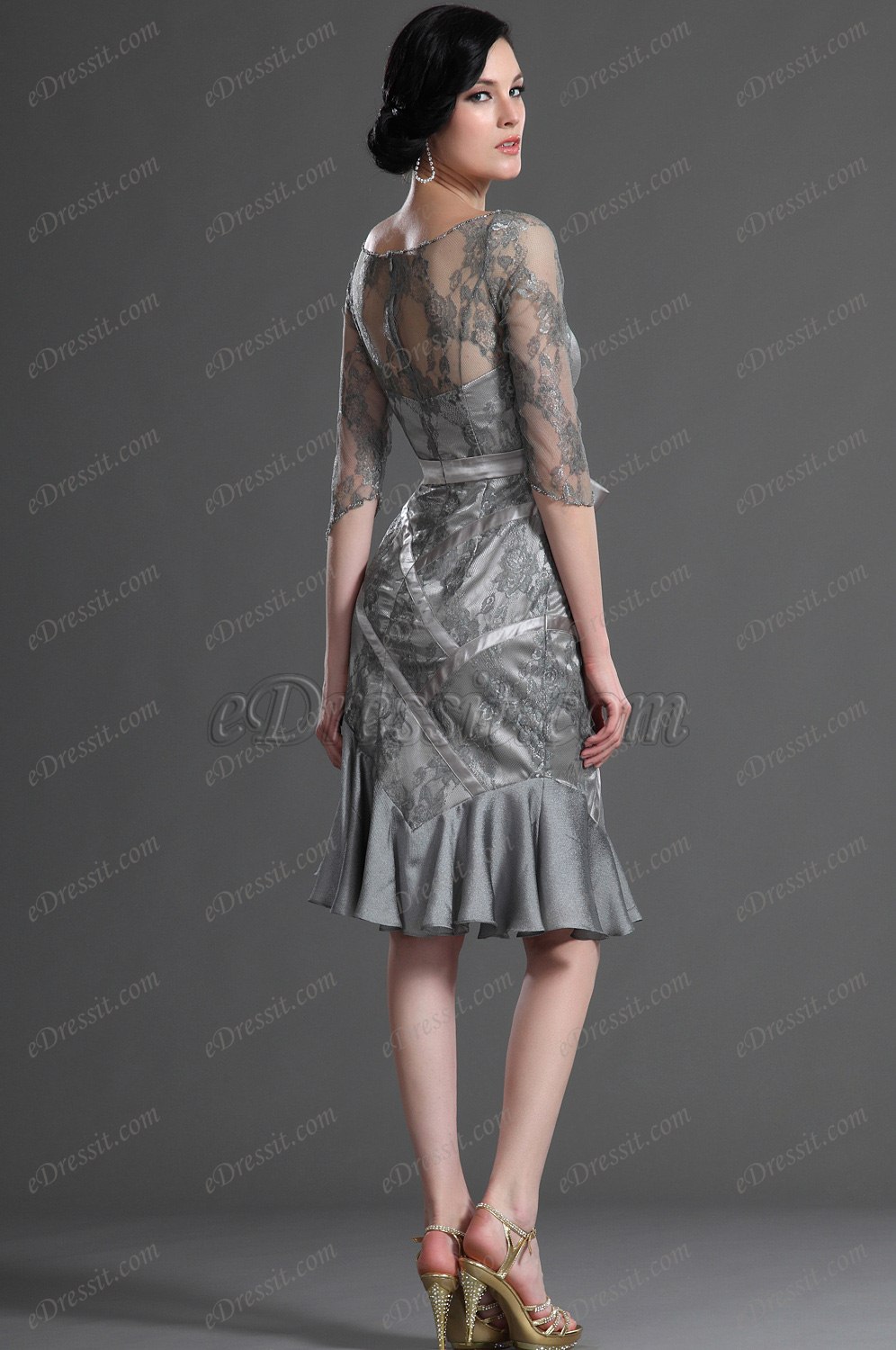 Elégante Manches En Dentelle  Robe Mère de Mariée