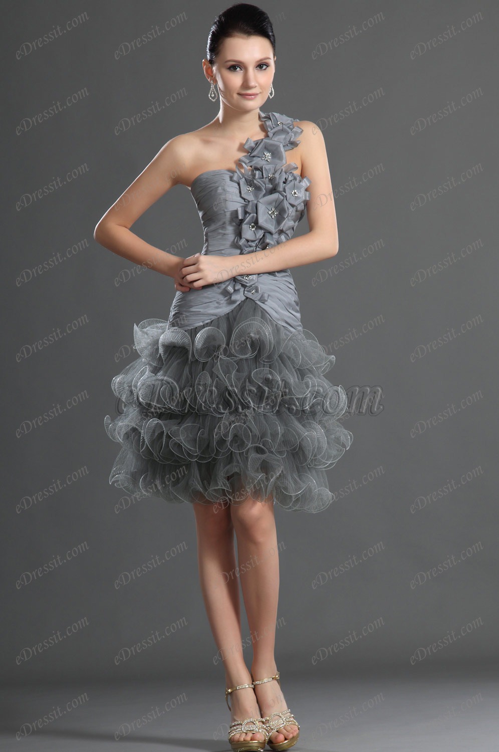 Stilvoll Lieblich Grau Ballkleid Cocktail Kleid