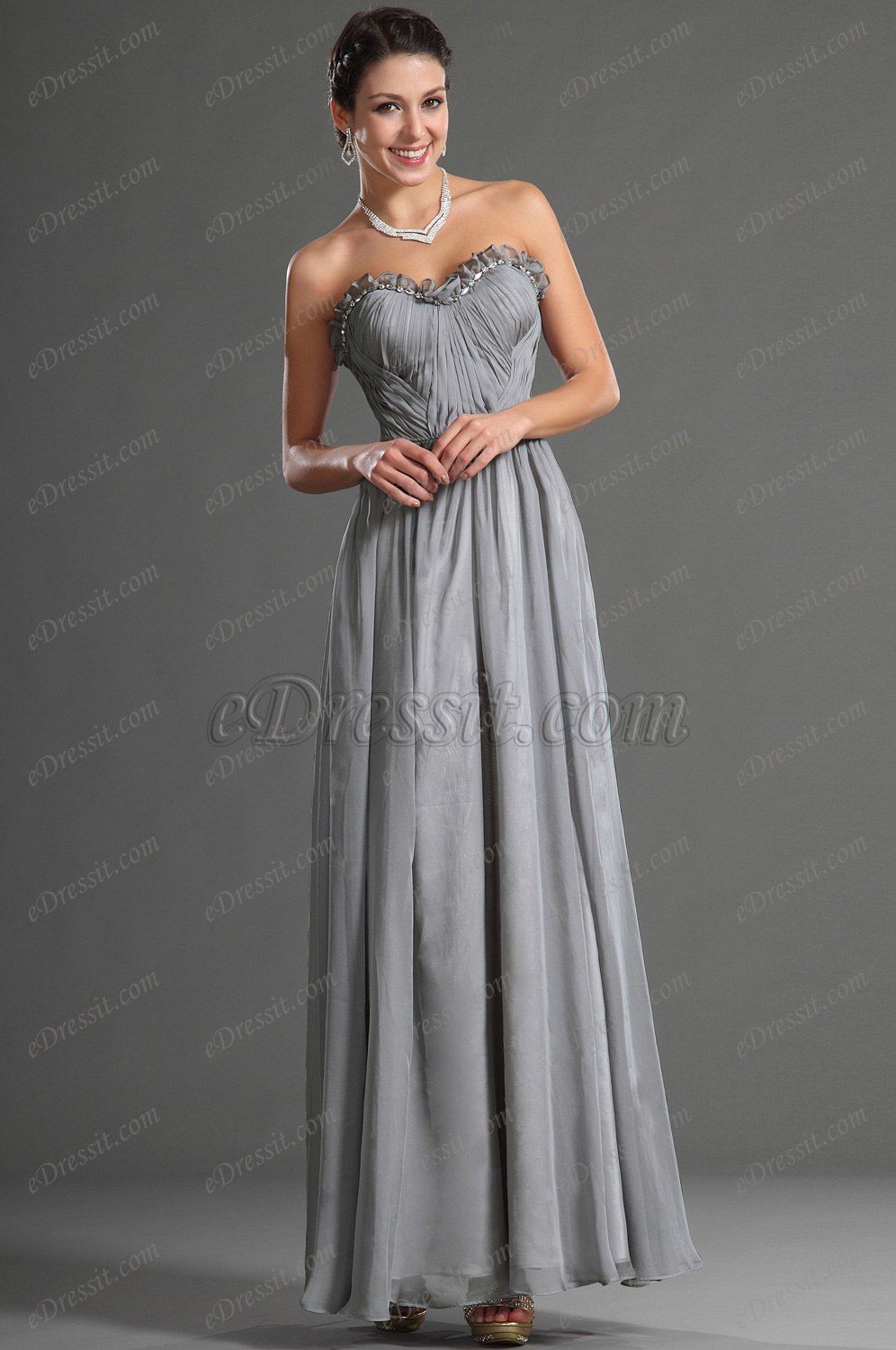 Jolie Bustier Grise Robe de Soiree