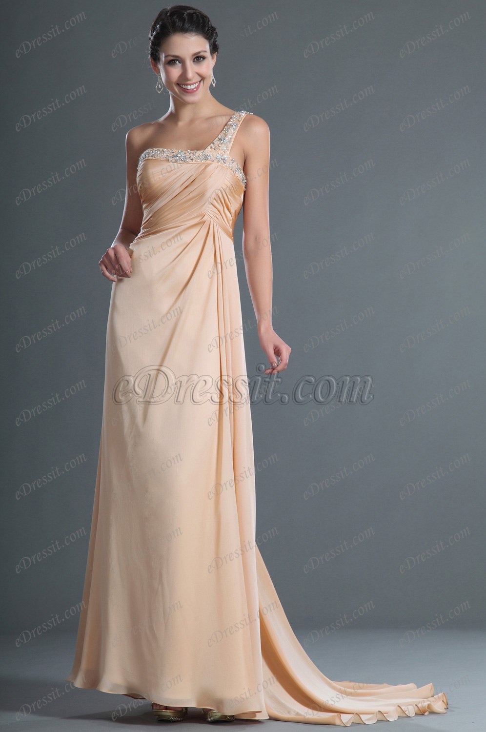 Agréable Bretelle unique Robe de Soiree