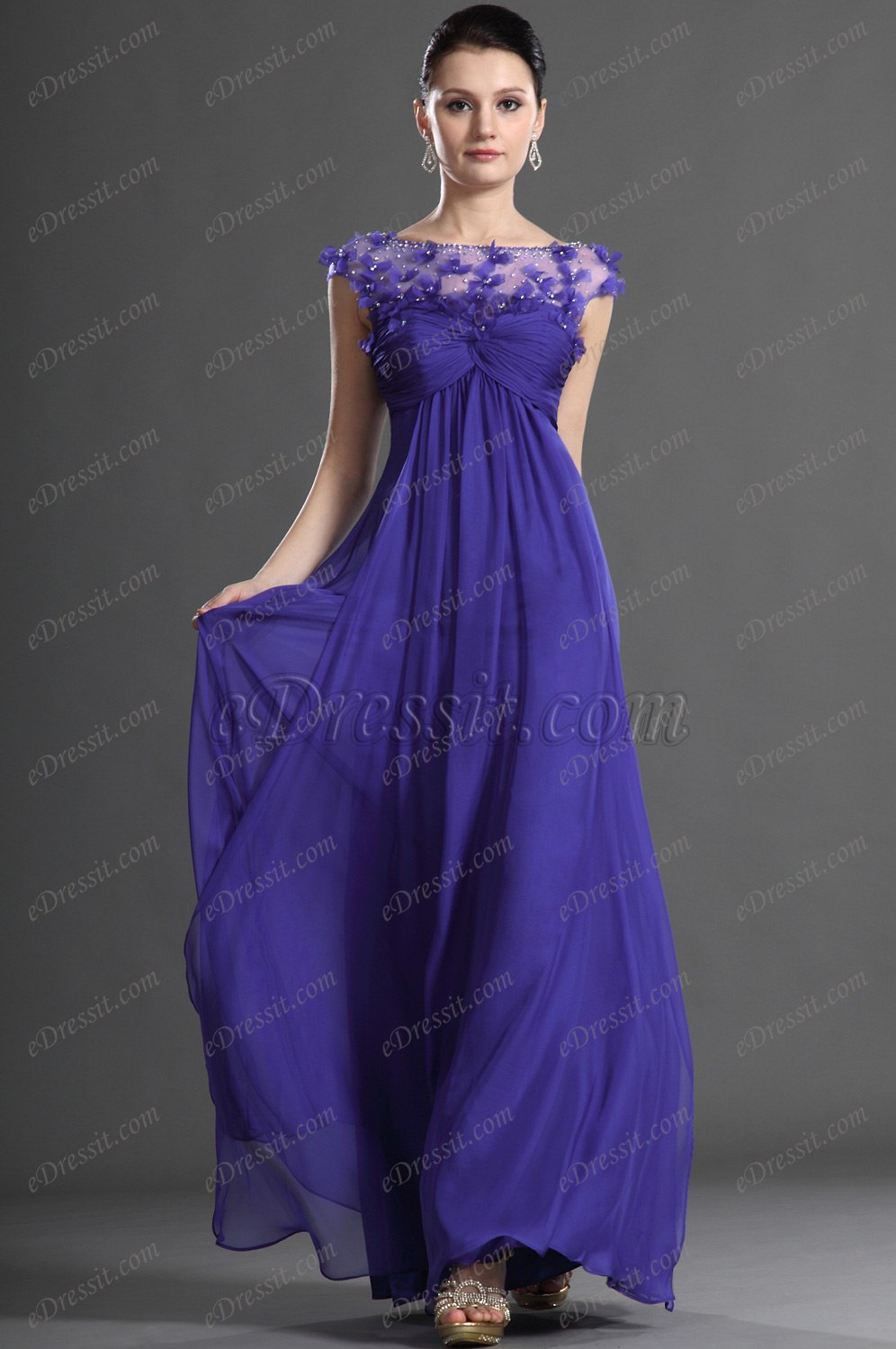 Amazing Lace Shoulders Evening Dress