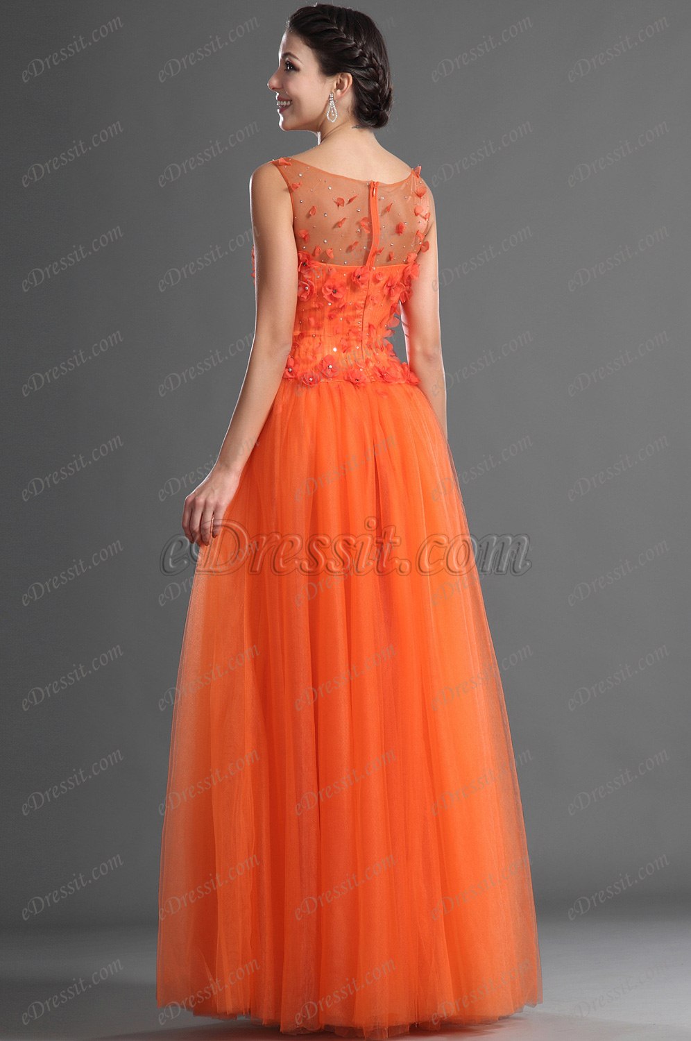 Jolie Fleurs Orange Robe de Soirée