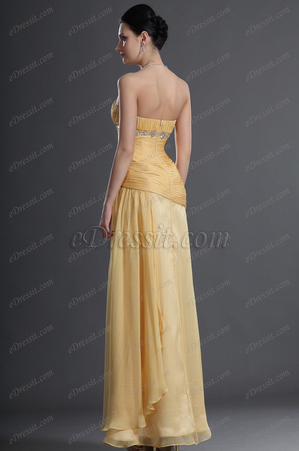 Gorgeous Yellow Strapless Evening Dress