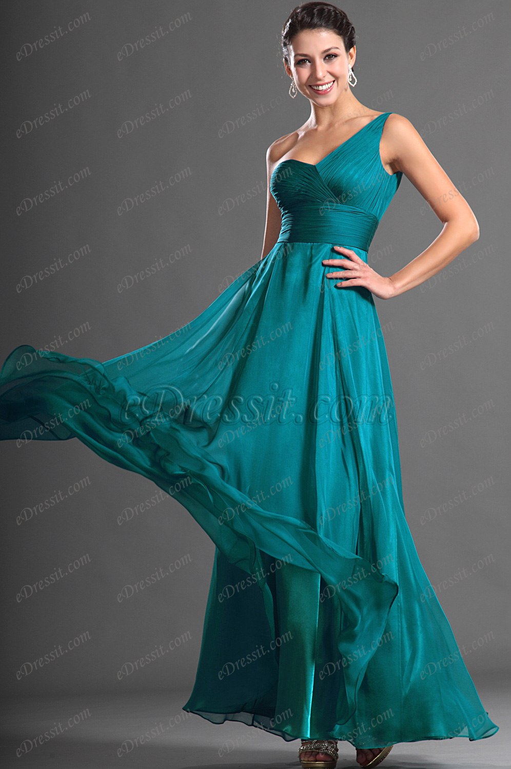 Glamorous One Shoulder Evening Dress